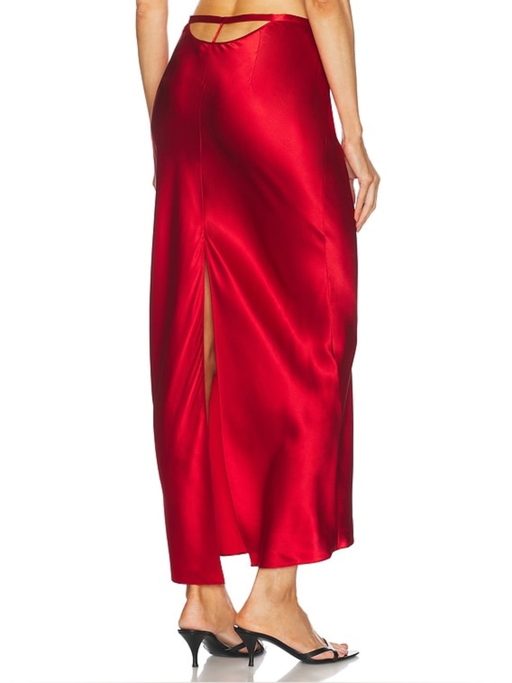 Fleur du Mal Rose Valentine Silk Midi Skirt Red Cutout Back Size M NWT - Picture 2 of 4